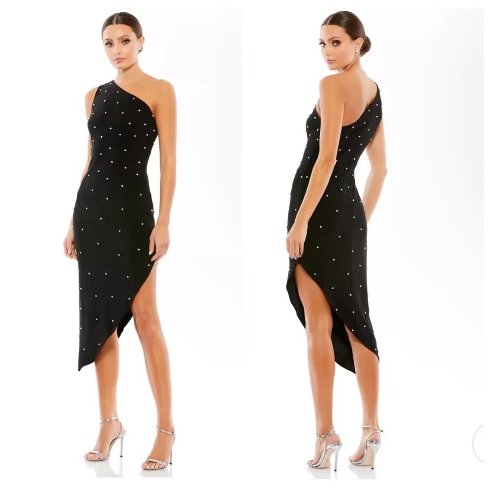 Mac Duggal 55646 One Shoulder Rhinestone Asymmetrical Dress Size 0 NWT Party